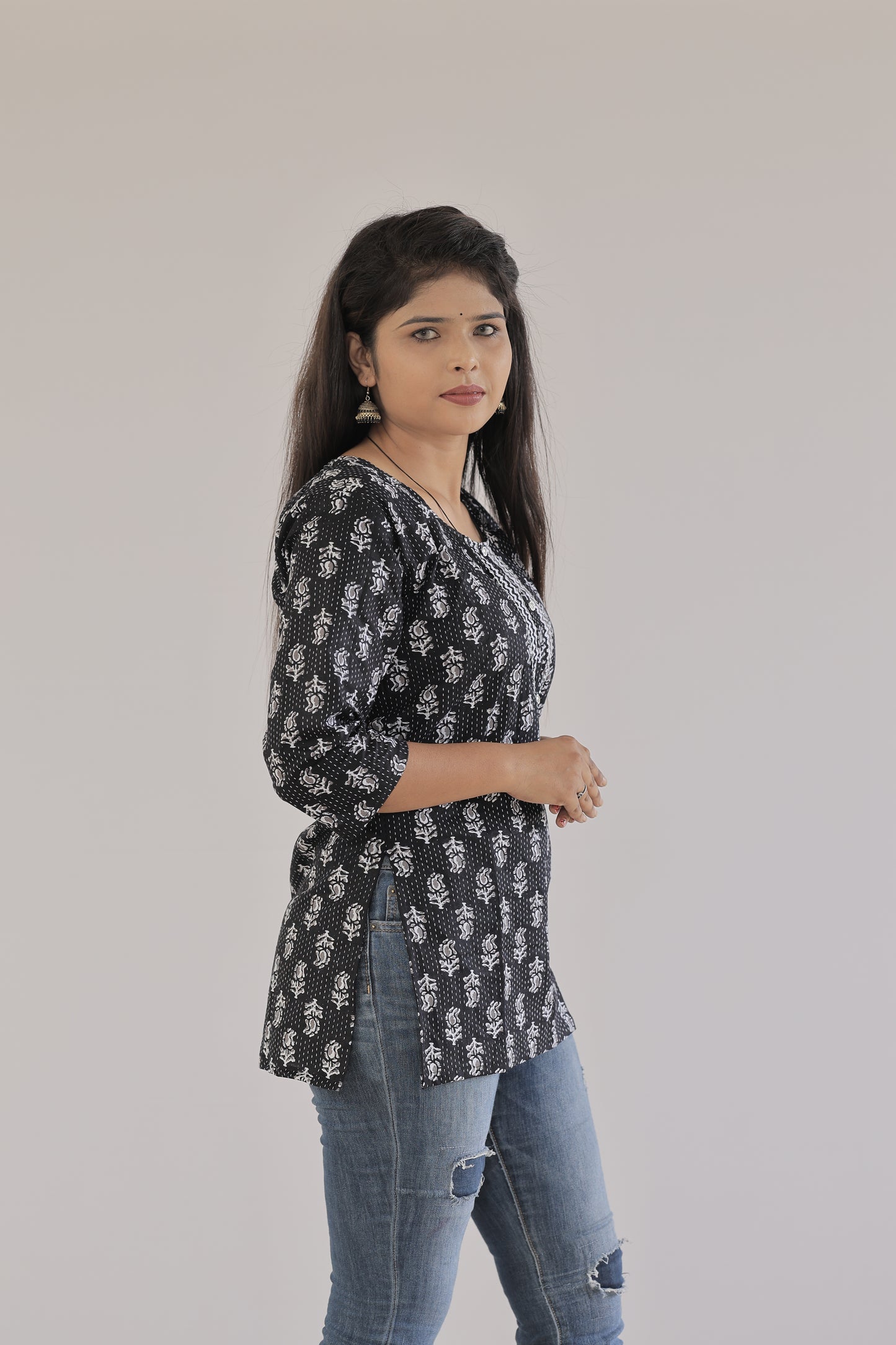 Classic Black Cotton Kurti – Perfect for Office & Casual Wear