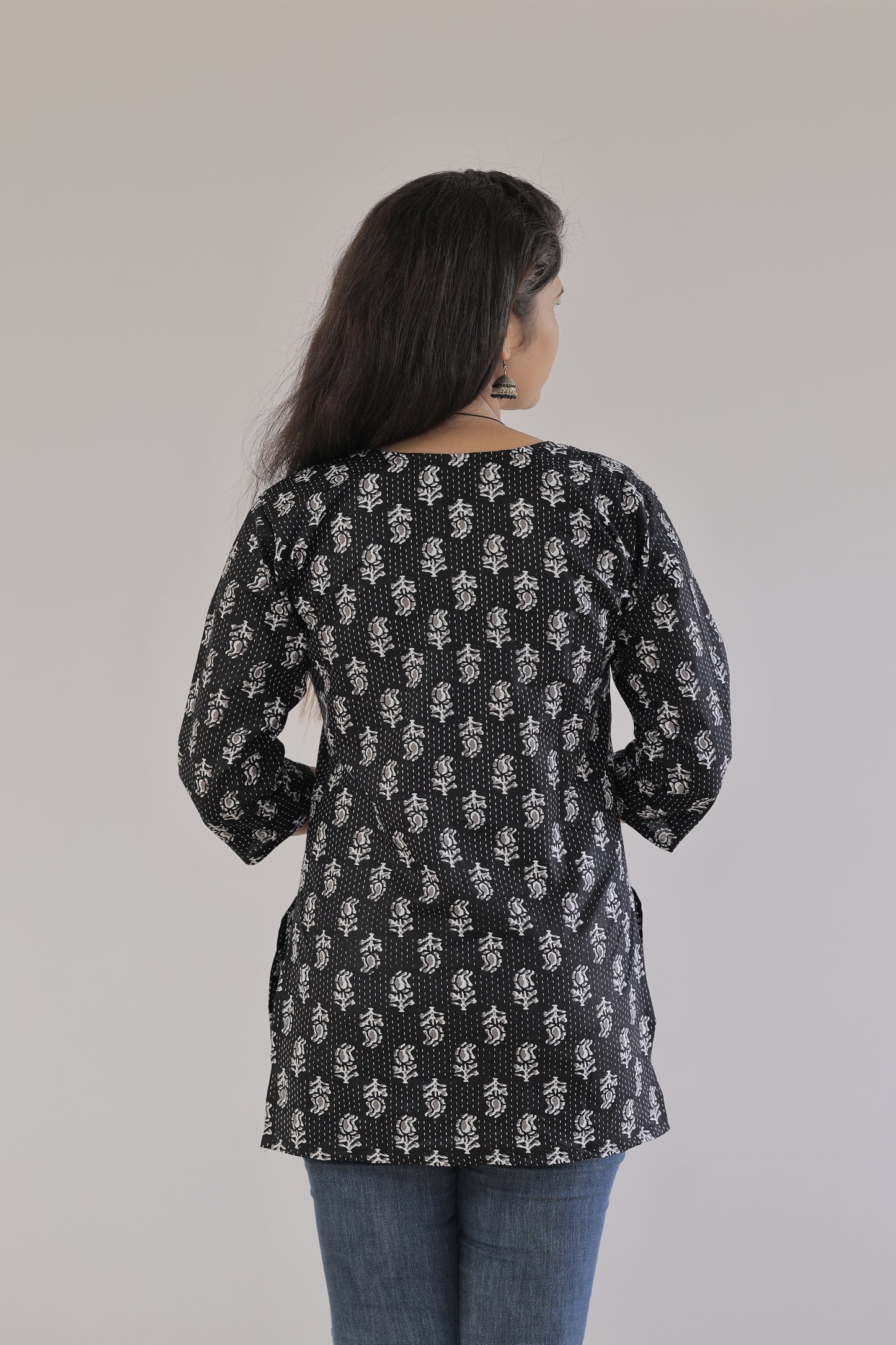 Classic Black Cotton Kurti – Perfect for Office & Casual Wear