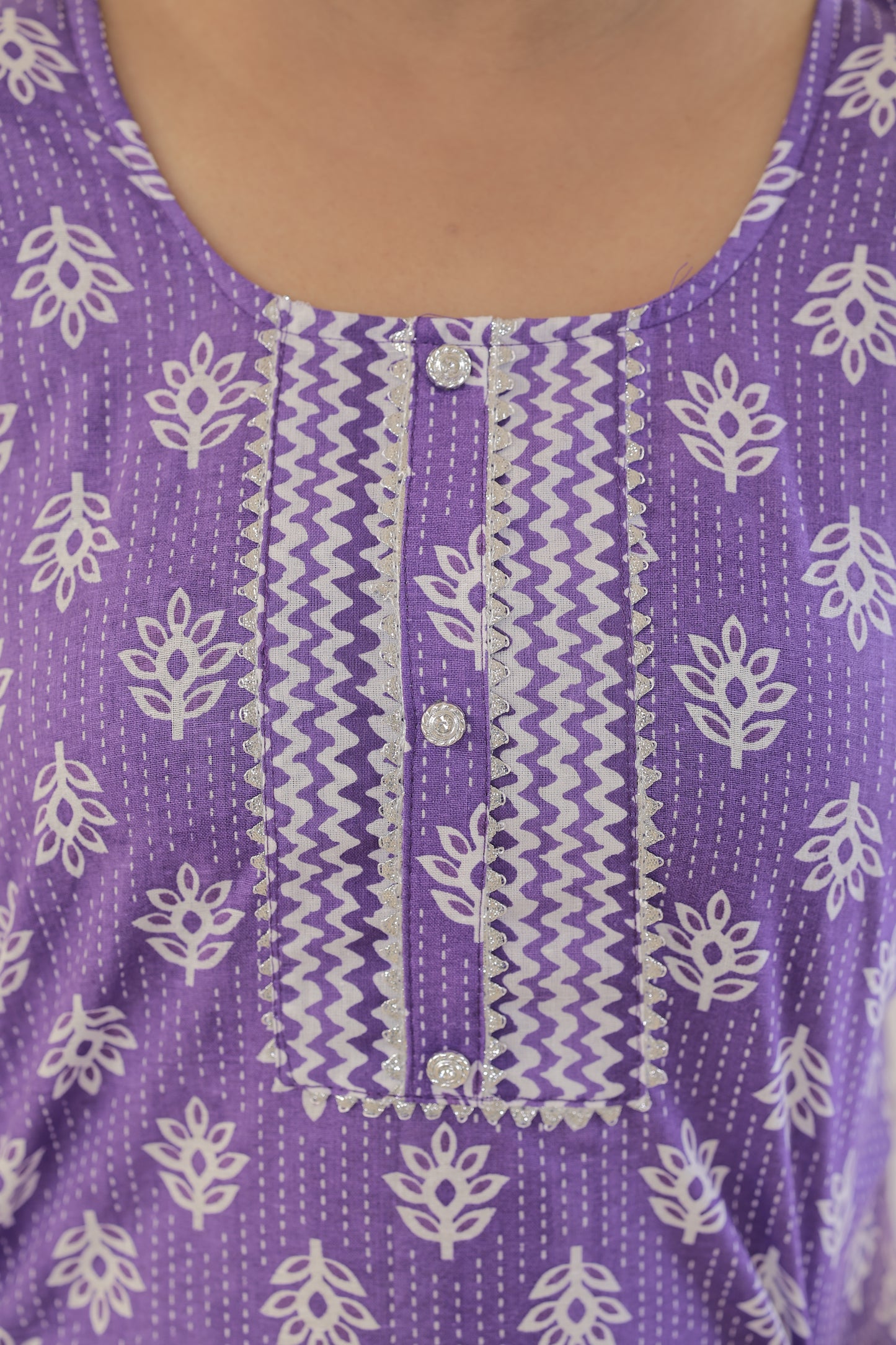 Purple Blossom Cotton Kurti