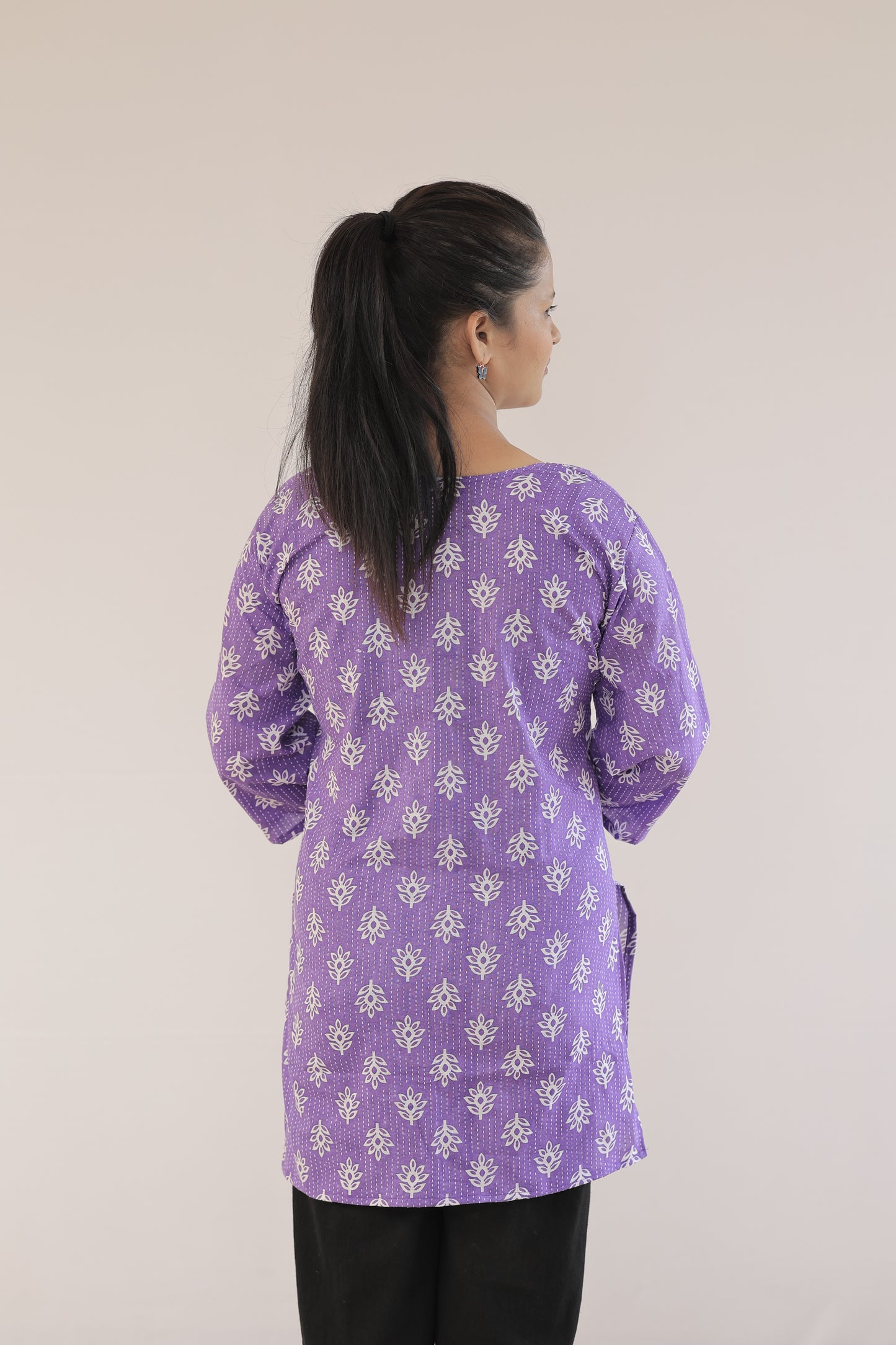 Purple Blossom Cotton Kurti